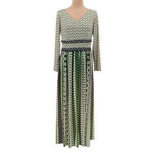 Vintage 70s Mary Martin Florida Geometric Maxi Dress Womens‎ Mod Op Art Size 14